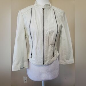 bebe Off-White Leather Jacket